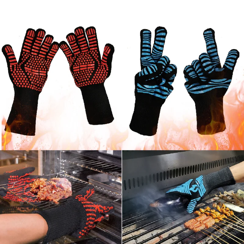 

BBQ Gloves 800 Degree Heat Insulation Barbecue Gloves High Temperature BBQ Barbecue Silicone Microwave Oven Protective Gloves