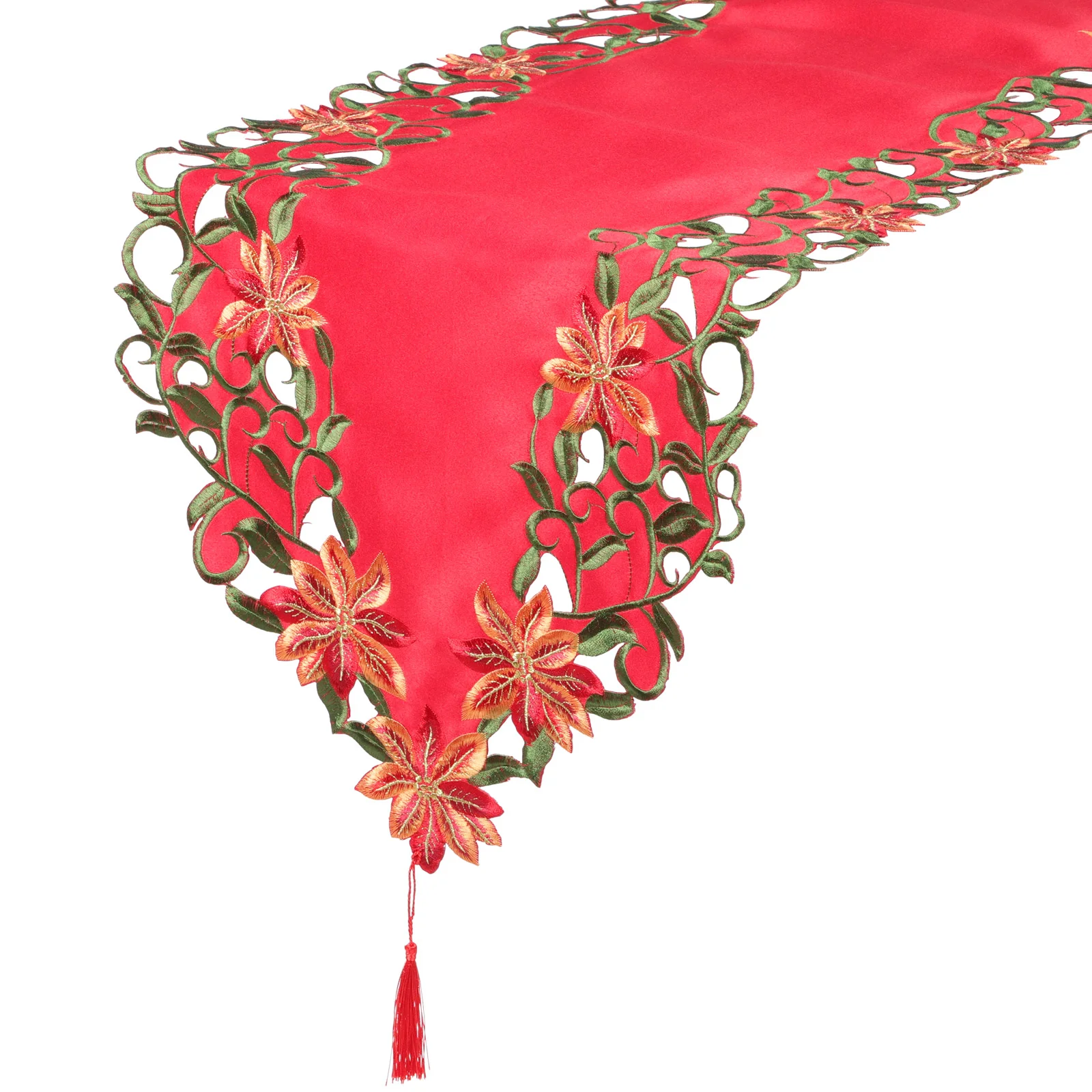 

Table Runner Christmascover Tablecloth Scarf Embroidered Party Dresser Holiday Runners Dining Decor Decorations Tassel Festival
