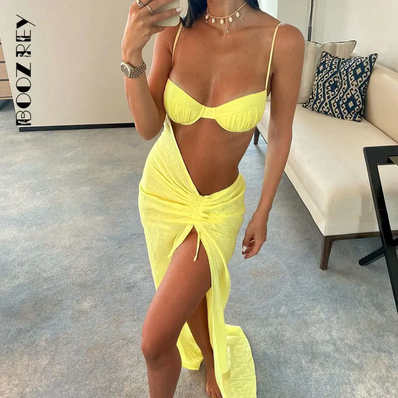 

BoozRey Solid Spaghetti Strap Sexy Hollow Dress for Women Summer Low Cut Backless Dress Club Party Vacation Bodycon Sundress