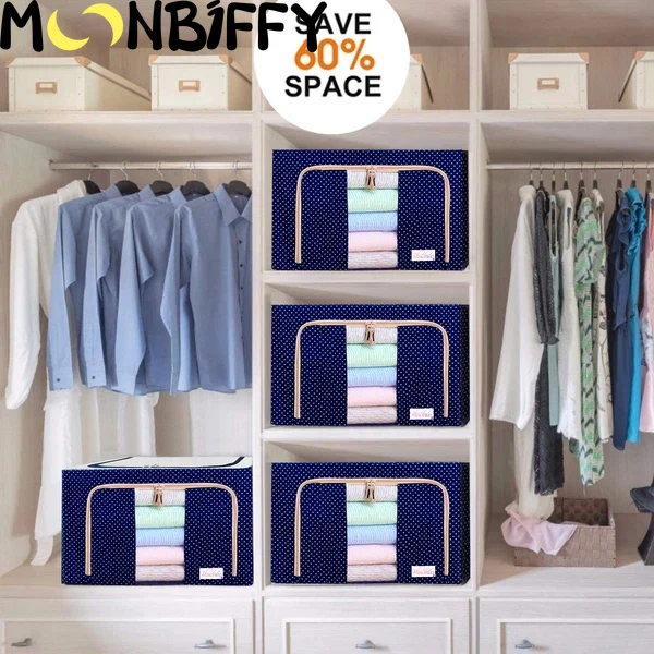 

New Oxford Cloth Storage Box Steel Frame Storage Box Waterproof Transparent Fabric Home Storage For Clothes Socks Underwear