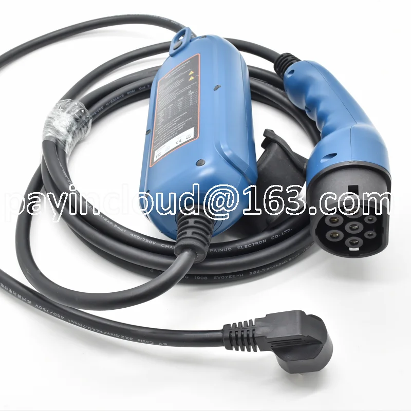 

Blue 16A Mode 2 female plug portable IEC EV charger cable type 2 ev connector