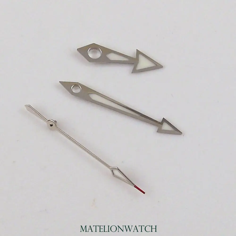 Детали серебряных стрелок часов подходят для Mingzh3804 Miyota8215 821A красные/оранжевые GMT