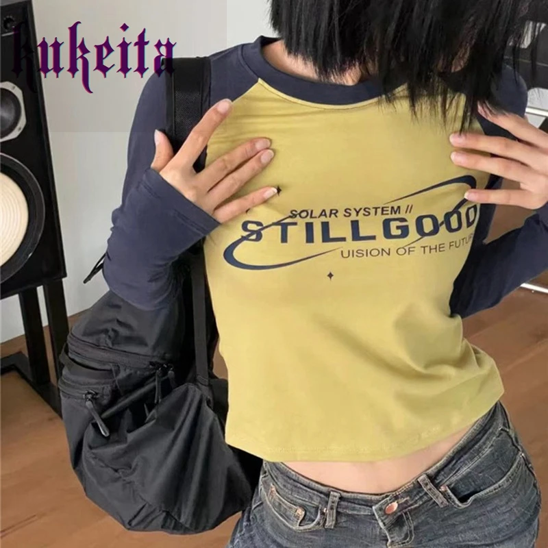 

Футболка женская с длинным рукавом и круглым вырезом, составного кроя