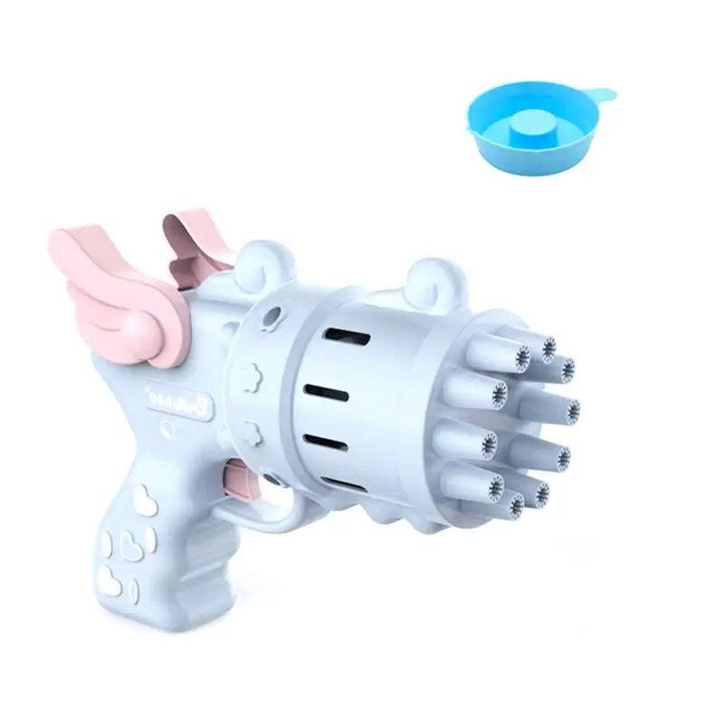 

Bubble Blower For Kids 10-Hole Bubble Blower Toy 2022 Upgrade Toy Gift Bubble Machine Angel Wings Chasing Bubble Machine 10 Hole
