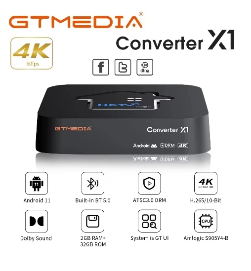 Фото Подлинный] 2025 Новый конвертер GTMEDIA HDTV X1 ATSC3.0 4K HD TV BOX ATSC Smart Decoder Встроенный Wi-Fi BT 5.0 Горячий в США Канаду Мексике №2