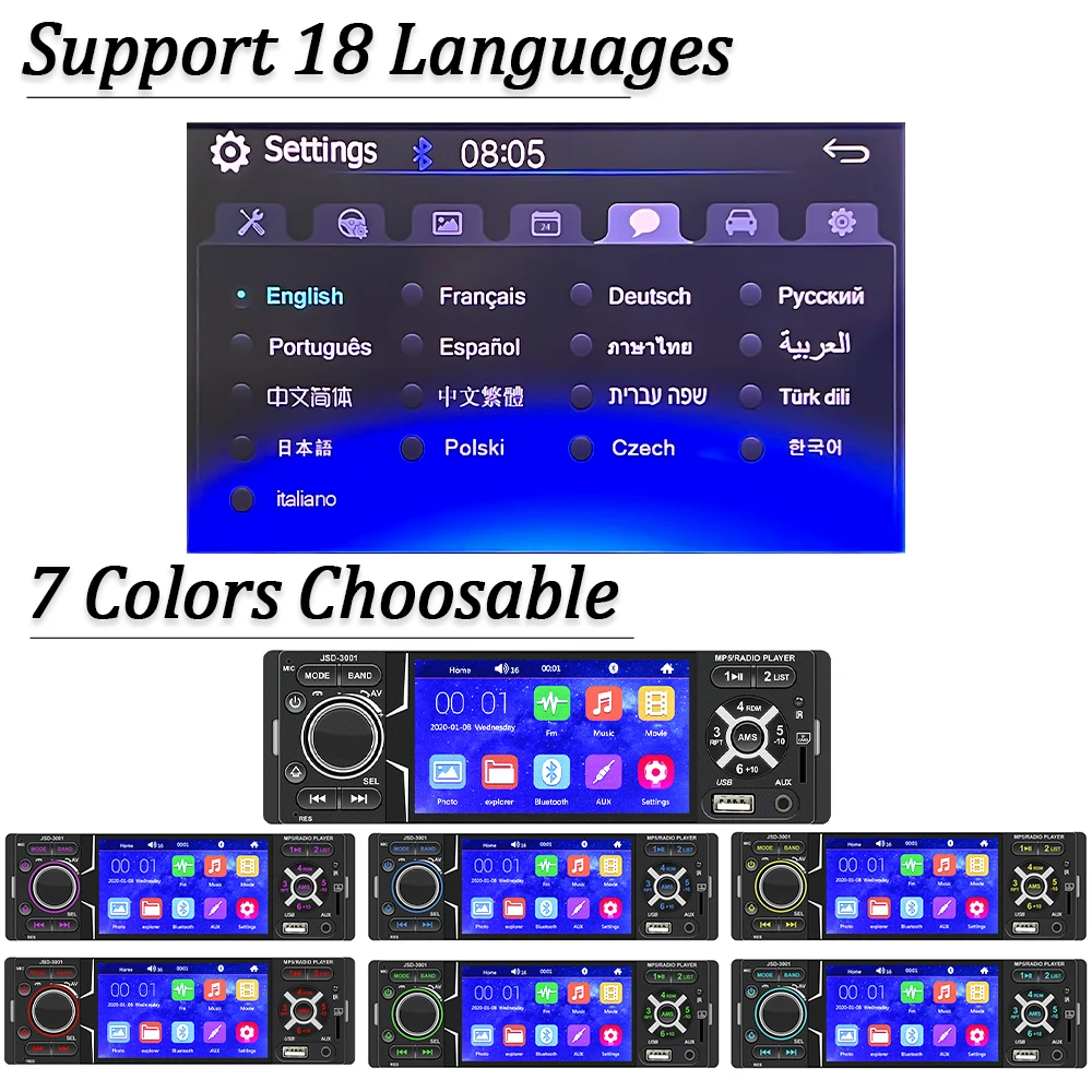 Автомобильный мультимедийный MP5 MP3-плеер Hippcron стерео-система с поддержкой Bluetooth