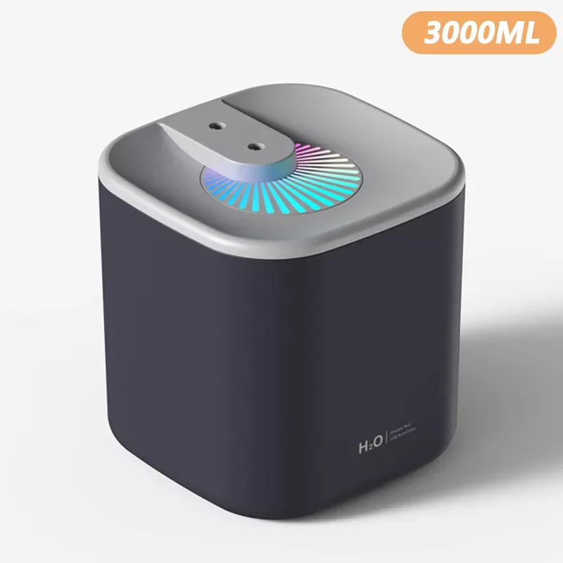 

Увлажнитель воздуха 3 л, аромадиффузор, двойная насадка с RGB светильник кой, сменный распылитель, увлажнители, распылитель для домашней аром...