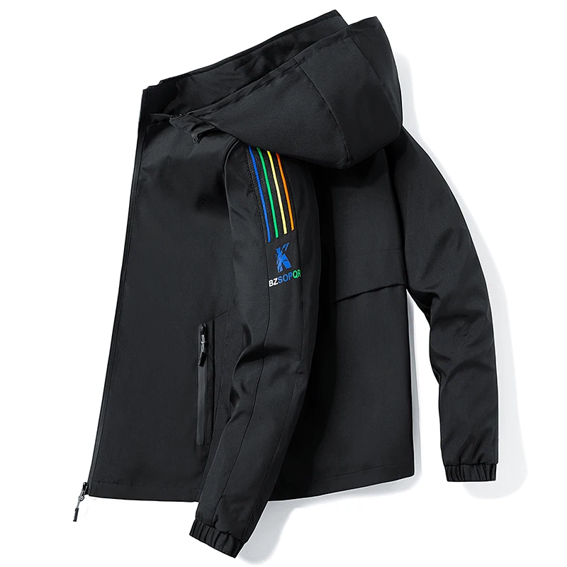 

Camping Hiking Jacket Men Spring 2022 New Fashion Coat Men's Casual Outdoor Sports Trend Tooling Jacket Solid Color Hooded Coat