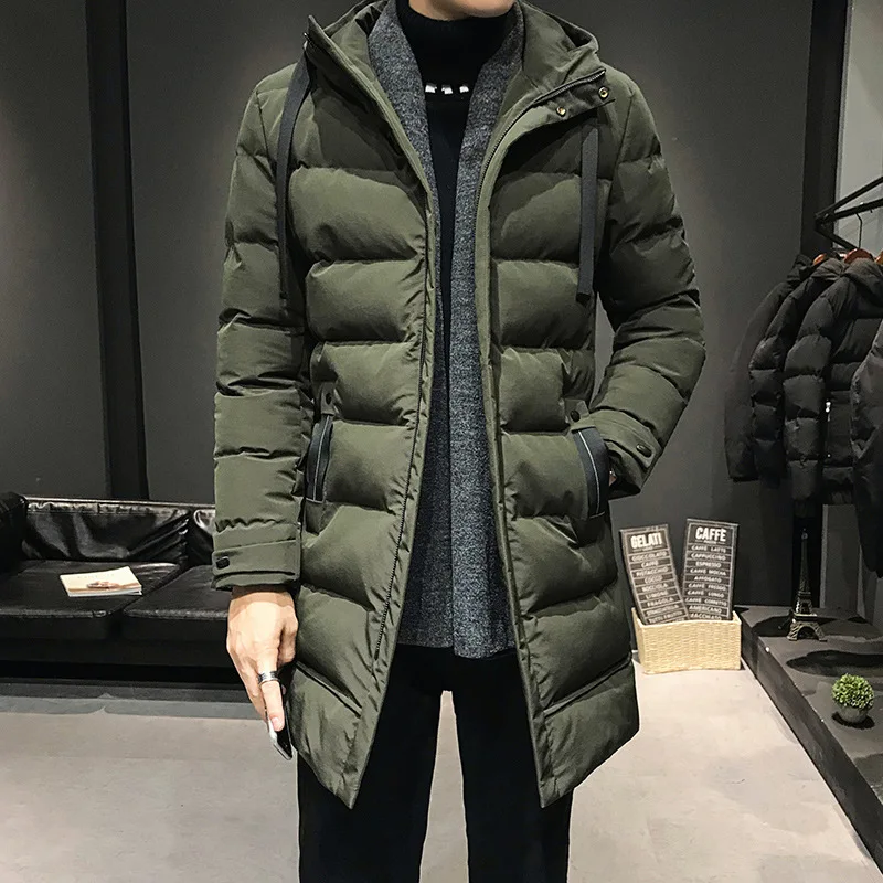 

Мужские Длинные пуховики, зимние пальто, Chaquetas с капюшоном, повседневные зимние парки высокого качества, мужские зеленые теплые парки, пальт...
