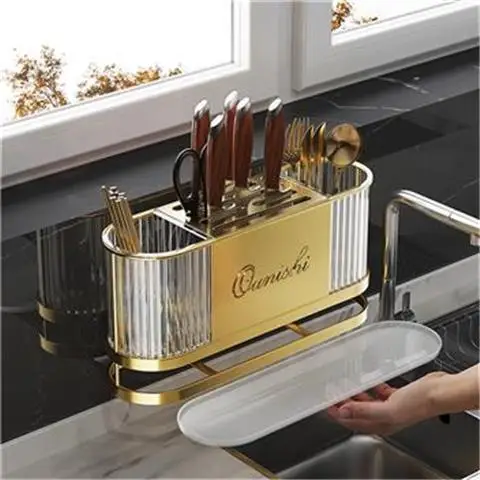 

Aoliviya Sh New 2022 New Knife Holder Kitchen Knife Rack Multi-Functional Wall-Mounted Chopsticks Storage Integrated Kitchen Kni