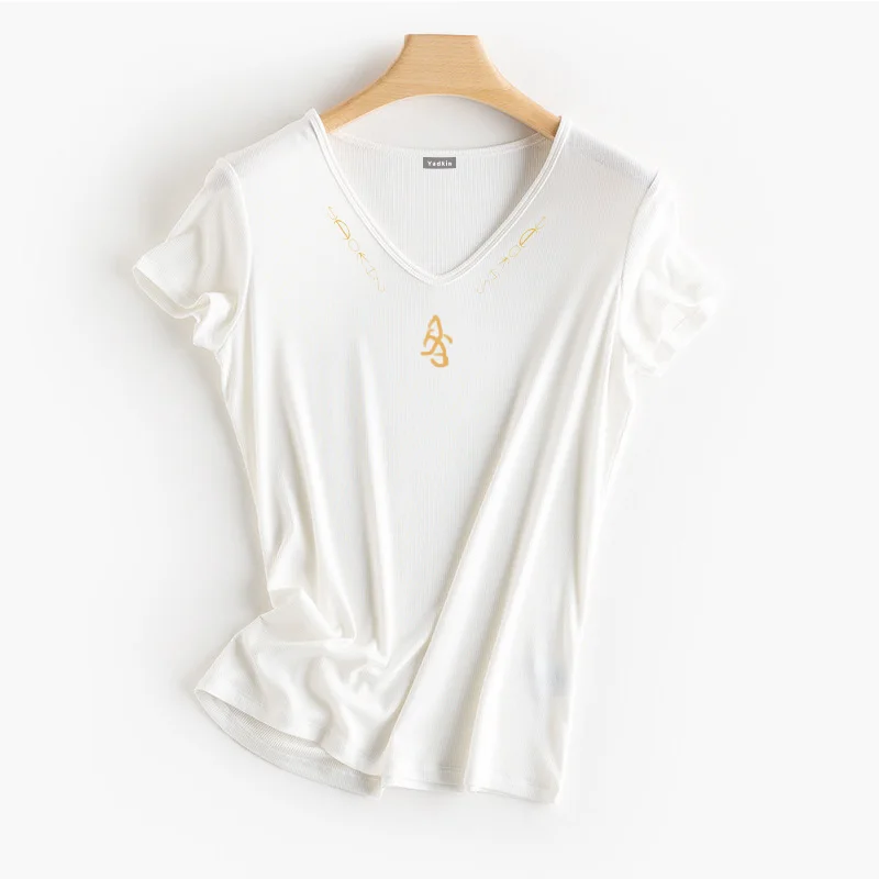 

2023 Women's fashionable high-quality short-sleeved cotton self-cultivation T-shirt