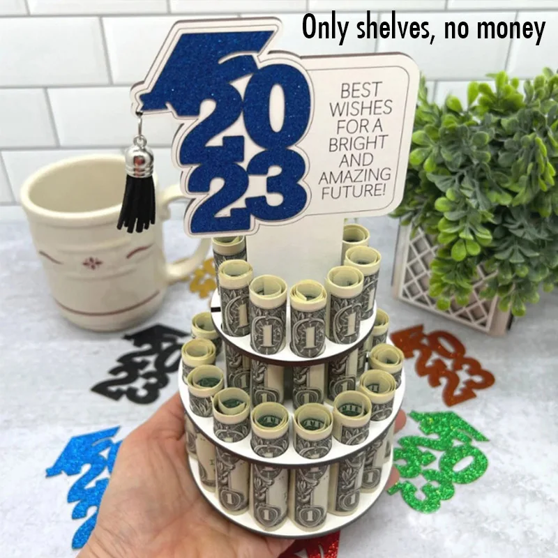 

2023 Graduation Gift Moneys Holder Creatives Congrats Grad Holder Figurines DIY Graduation Tiered Cake Decorative Holder