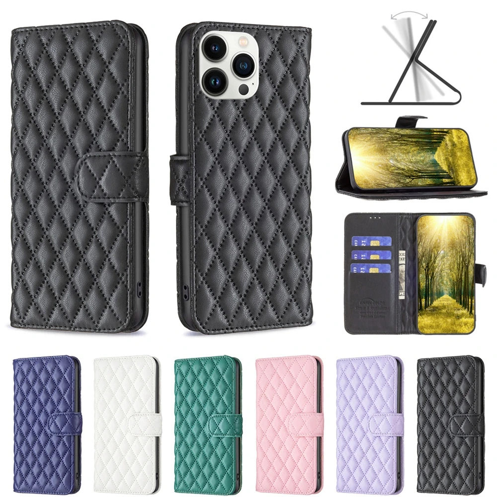 

for iPhone 14 13 12 11 Pro Max Phone Wallet Case for iPhone X XR XS 7 8 Plus SE Cases Fashion Diamond Flip Back Cover Card Bag