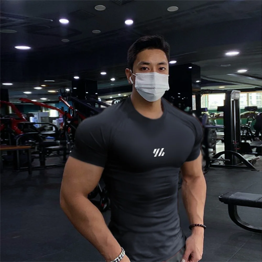 

Men Gym Short Sleeve T Shirt Summer Streetwear Quick Dry Sportswear Oversized Fitness Jogging T-shirts Casual Tops Men's Clothes