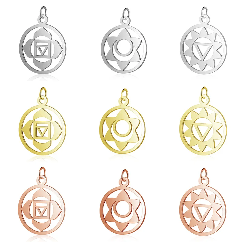 

5Pcs/Lot Fashion High Polished Stainless Steel Charm Round Hollow Out Pendant For DIY Handmade Accessories Jewelry Findings