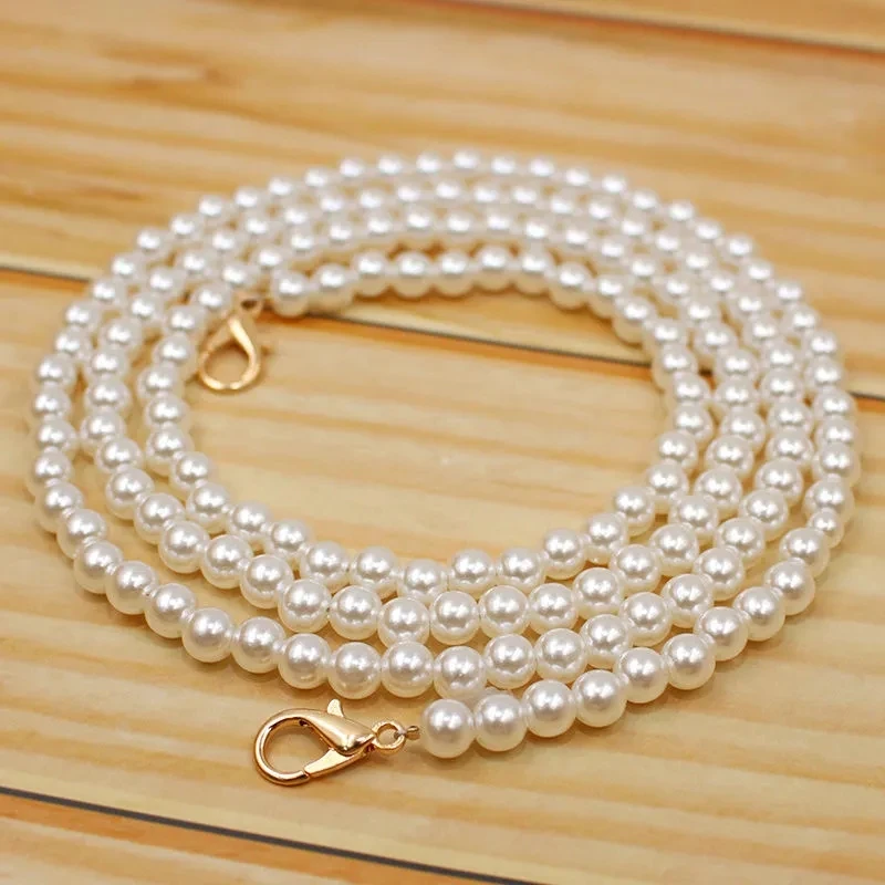 

50-120cm Pearl bag Strap For Bags Handbag DIY Purse Replacement Long Beaded Chain For Shoulder Bag Straps Pearl Belt Accessories