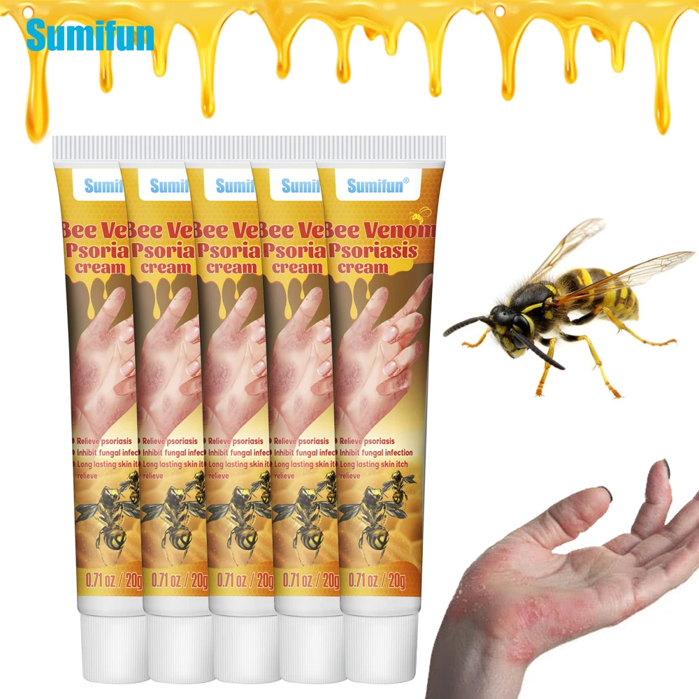 

1/3/5pcs Bee Venom Psoriasis Cream Treatment Eczema Dermatitis Antibacterial Ointment Relieve Skin Itchy Herbal Medical Plaster