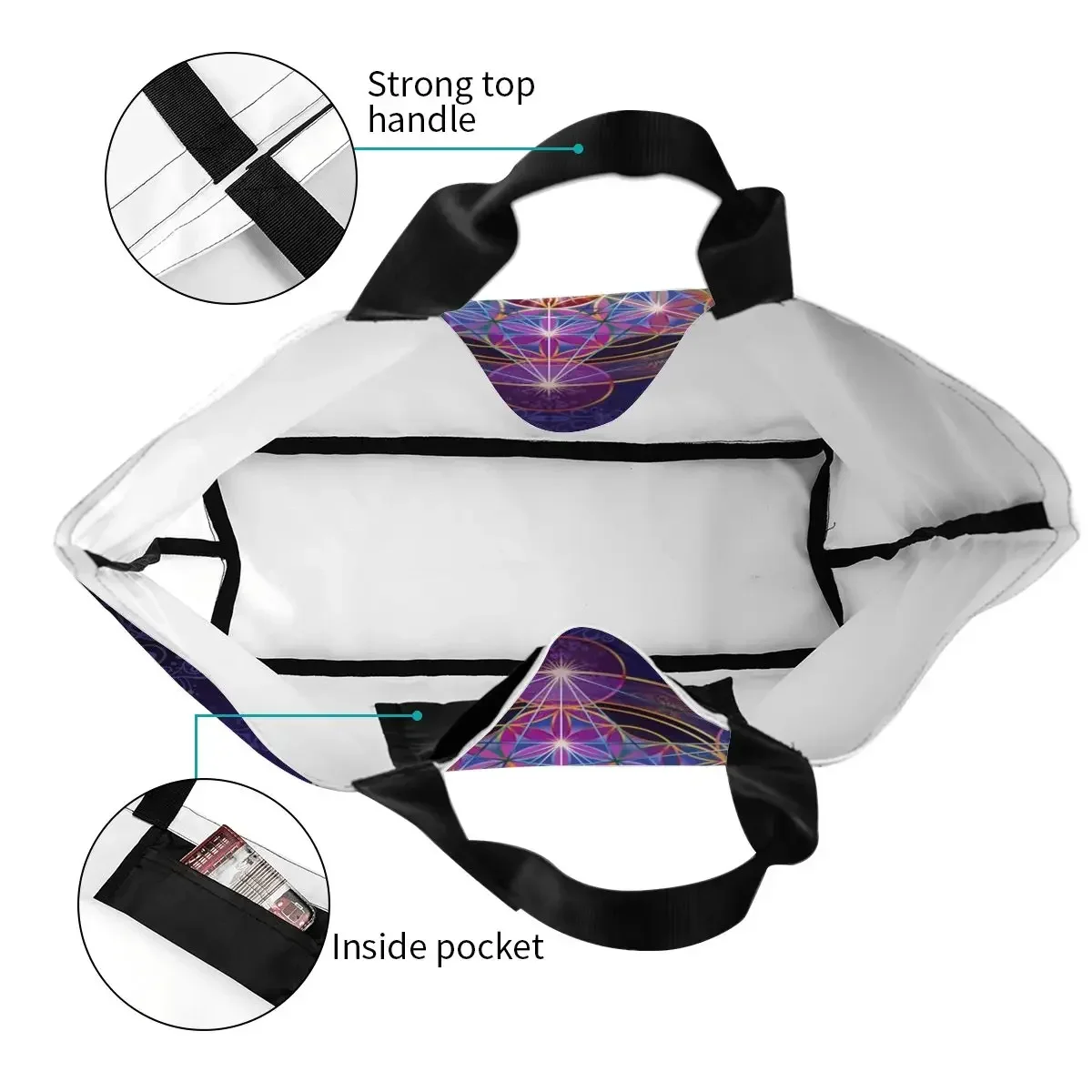 Тканевые сумки для покупок Metatron's Merkabah женские прочные вместительные с цветами