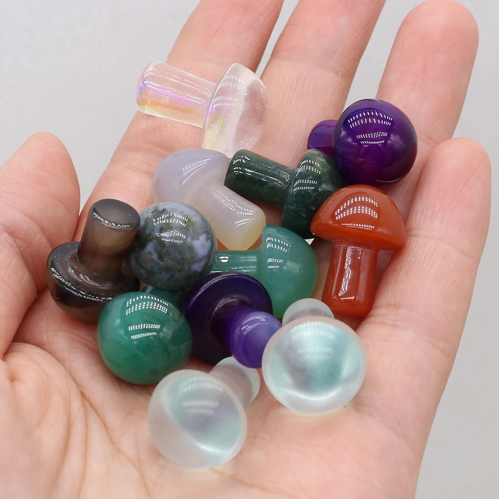 

4Pcs Natural Stone Decoration Agate Pendant Mushroom-Shaped Artificial Ornament Bed-Room Garden Office Desk Car Ornaments