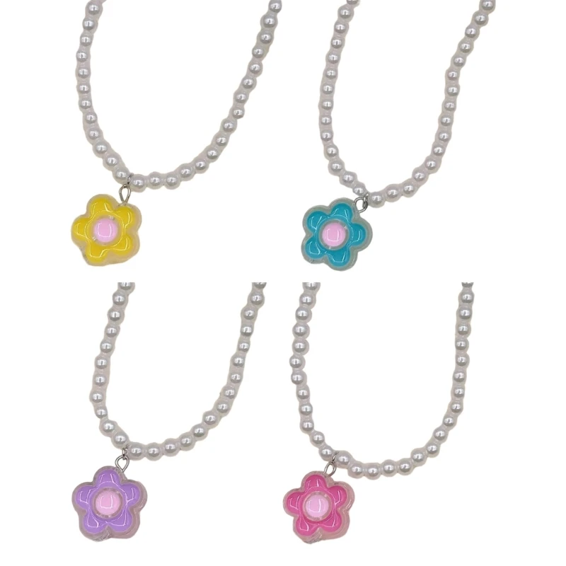 

Fashion Imitation Pearls Flower Choker Y2K Necklace for Women Punk Accessories