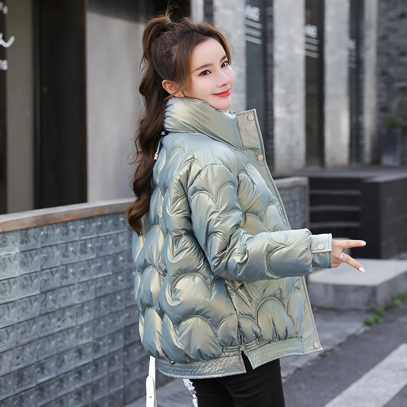 Down Cotton Padded Jacket Solid Winter Coat for Women Korean Bread Jacket Stand Collar Cotton Padded Jacket Loose Women's Coats
