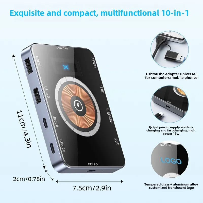 Док-станция ihoyi Expansion Dock Typec 15 Вт концентратор беспроводной быстрой зарядки 3 0