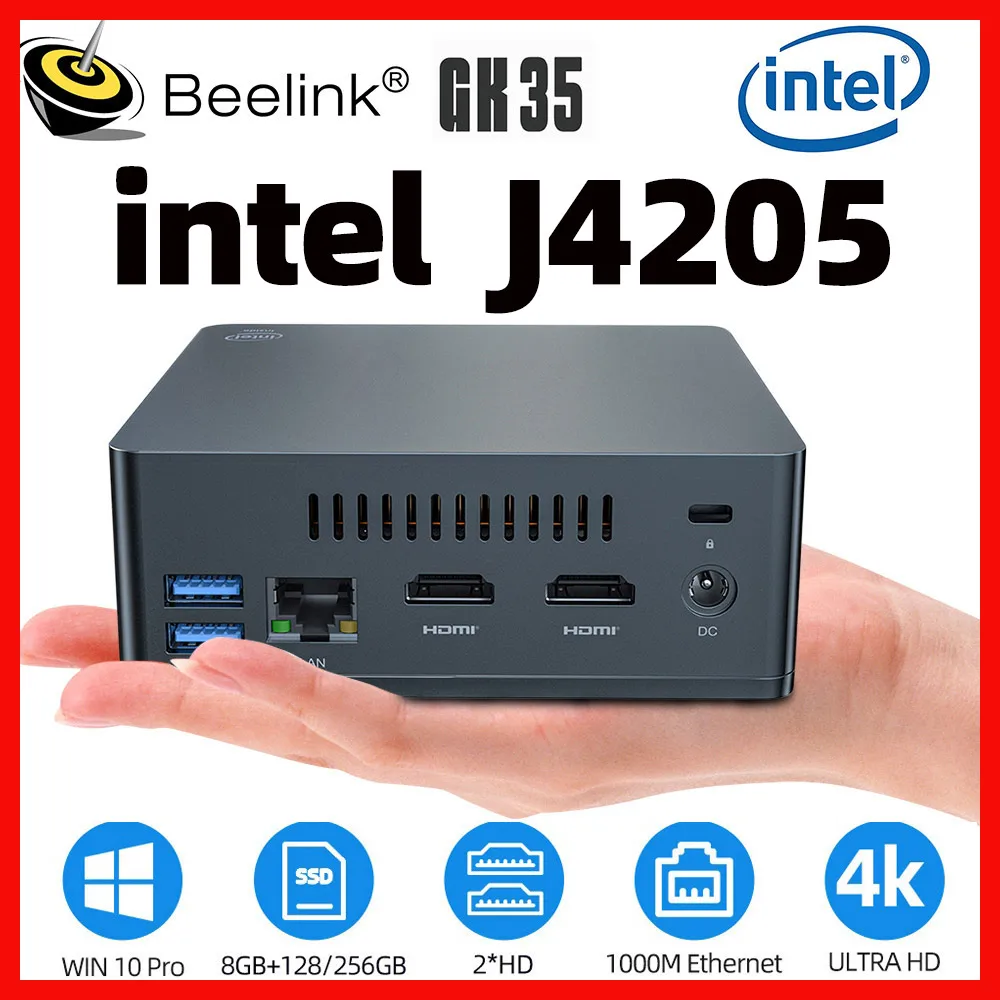 Мини-ПК Beelink GK35 Windows 10 Pro Intel Apollo Lake Celeron J4205 8 ГБ ОЗУ 128 256 SSD 2 4G и 5 8G Wifi настольный