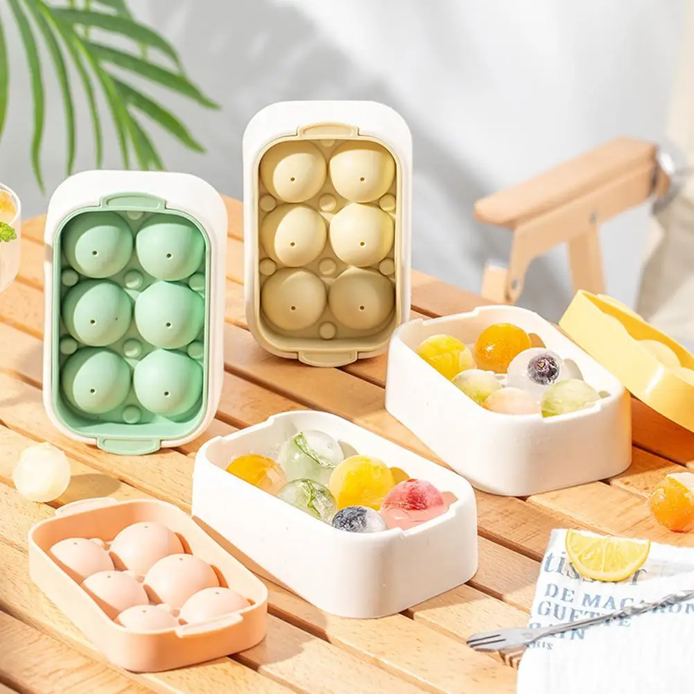 

YOUZI 4pcs 6 Cavities Stackable Ice Mold Ice Tray Space Saving Food Grade Silicone Premium Ice Ball Maker With Lids