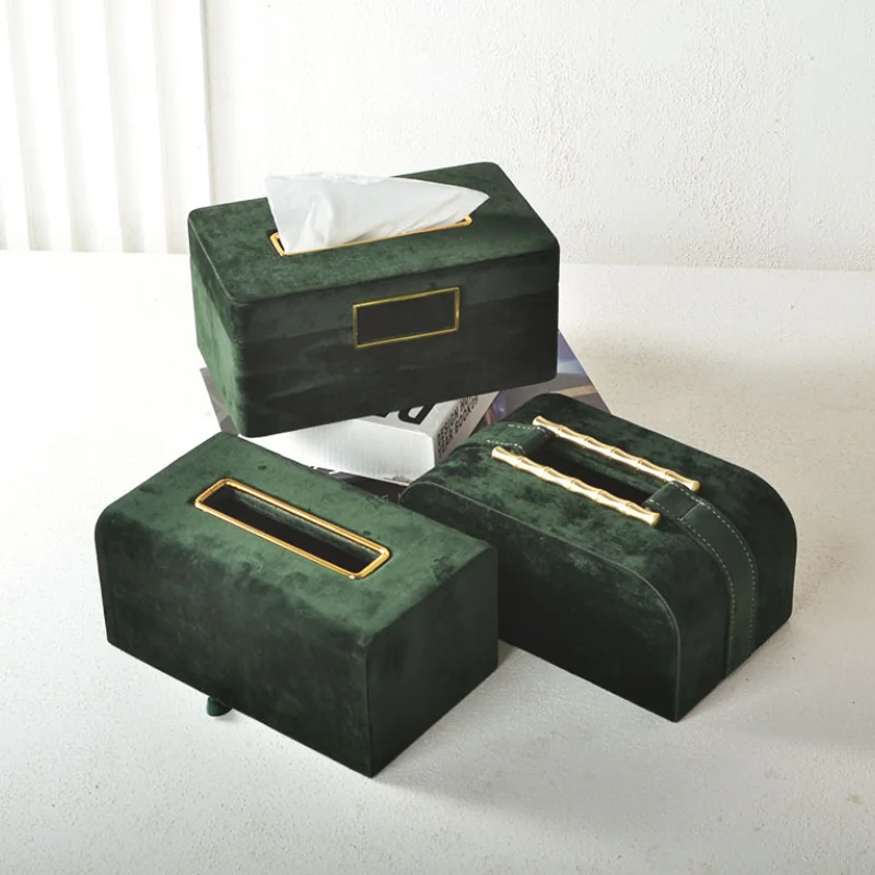 

Creative restaurant living room pumping box leather velvet tissue box Nordic minimalist hotel cosmetic desktop storage box