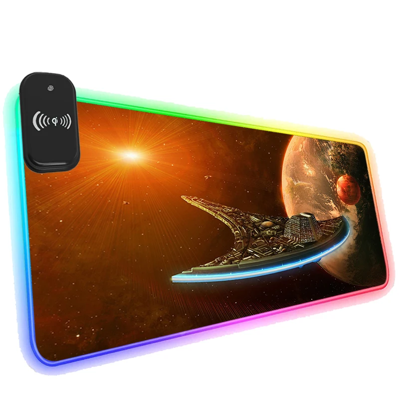 

TV Show Stargate Universe Phone Wireless Charging RGB Mouse Pad XXL Deskmat Computer Cool Desk Mat Anime Gaming Accessories Mats