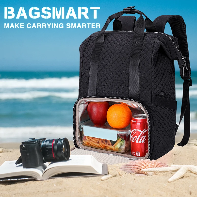 BAGSMART Large Capacity Travel Backpack Outdoor for Men Women Insulated Cool Backpack for Picnic Meal Bag with USB Charging Port