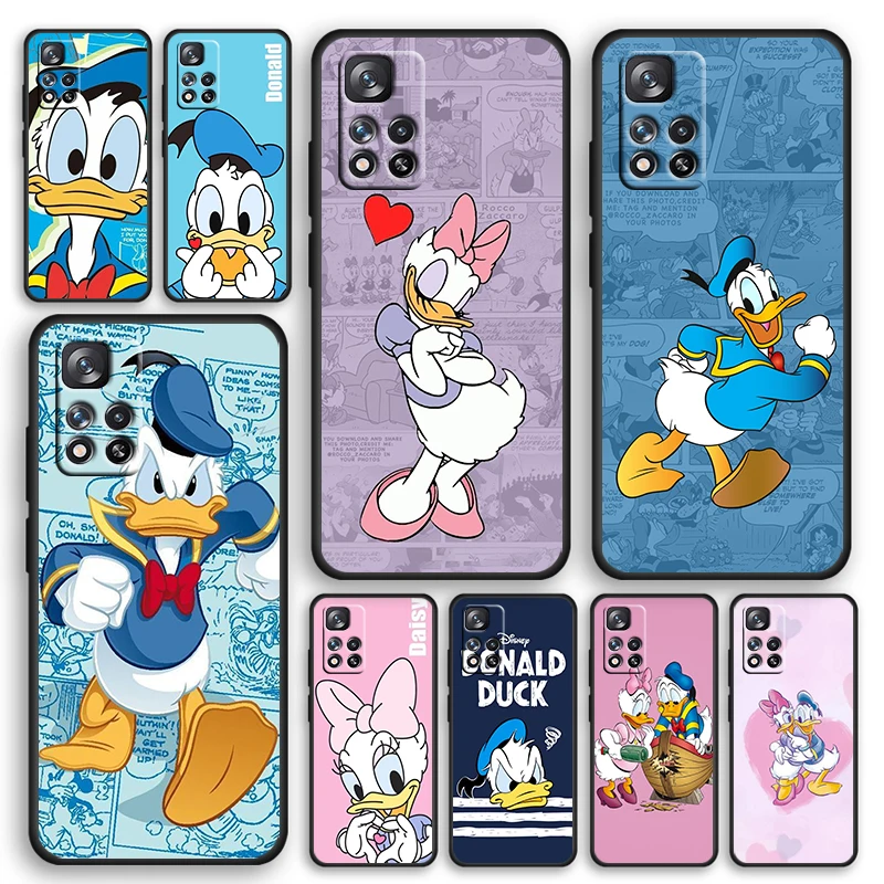 

Donald Duck Disney Black Phone Case For Xiaomi Redmi Note 12 11E 11S 11 11T 10 10S 9 9T 9S 8T 8 Pro Plus 5G Cover