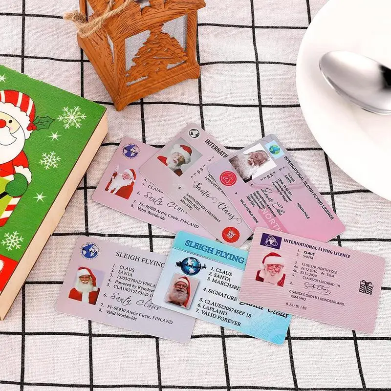

10Pcs Creative Santa Claus Flight License Christmas Eve Driving Licence Gift Children Kids Xmas Decoration Home Decor 2023 New