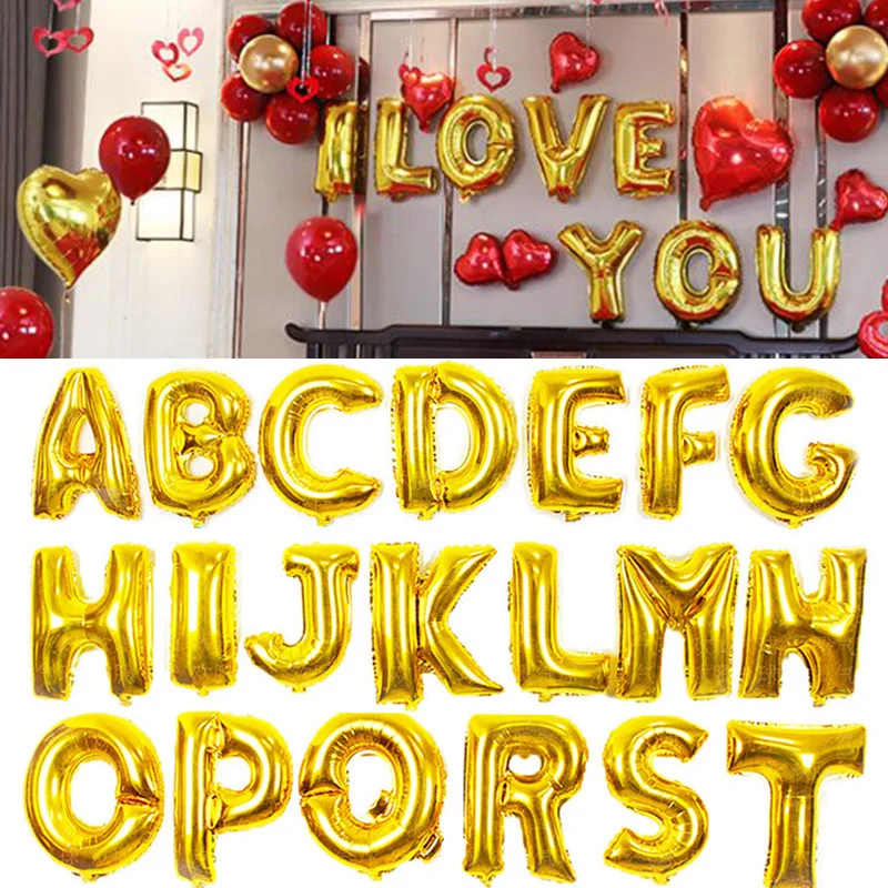 

16inch Gold Foil Letter Alphabet Balloon Happy Birthday Party Balloons Wedding Decoration Kids Toys Baby Shower Air Balloon