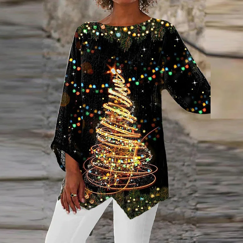 

Женская Зимняя Блузка с принтом в виде снежинок