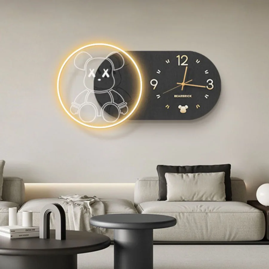 

Living Room Wall Clock Pieces Quartz Elegant Hand Home Wall Clock Decoration Gift Art Number Light Round Modern Reloj Room Decor