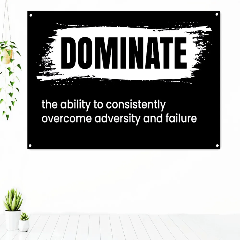 

DOMINATE. Office Decor Wall Art Tapestry Motivational Phrases Poster Banners Flag Inspiring Words Artwork Wall Hanging Mural