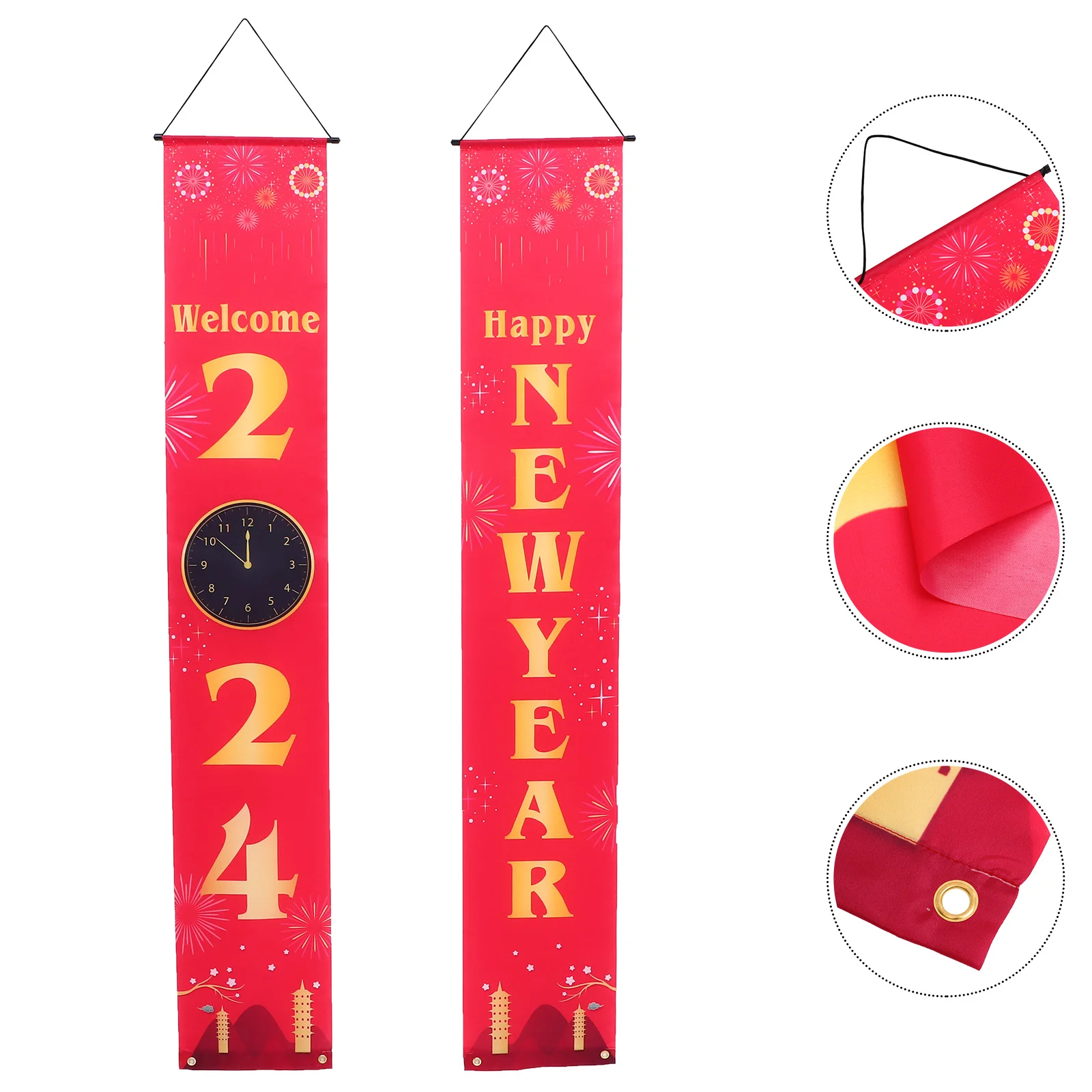 

Door Hanging Decoration 2024 Year Banners Ornaments Outdoor Polyester Cloth Front Couplet New Home Porch Curtains