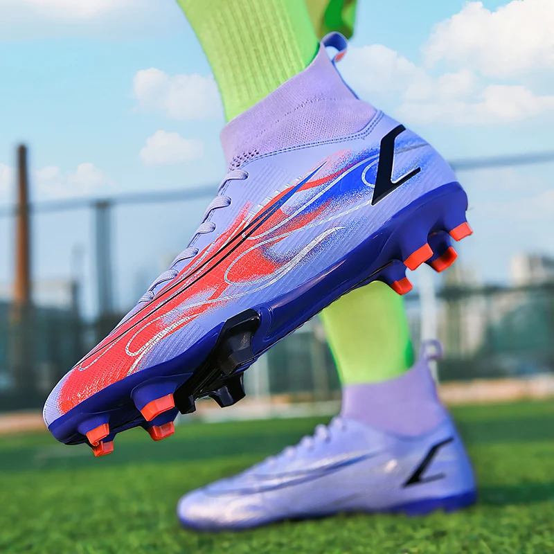 High Top Men's Soccer Cleats FG/TF Wear-Resistant Anti-Skid Children's Training Shoes Football Boots Outdoor Sports Sneakers
