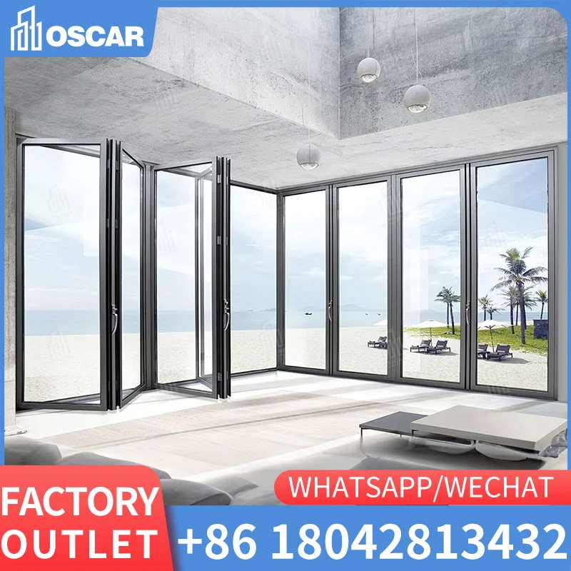 США высокие стандартные внешние складные двери система складных раздвижных