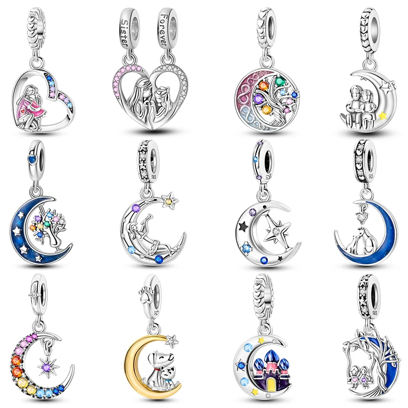 Модные Светящиеся Бусины-подвески Из Стерлингового Серебра 925 Пробы С Луной И