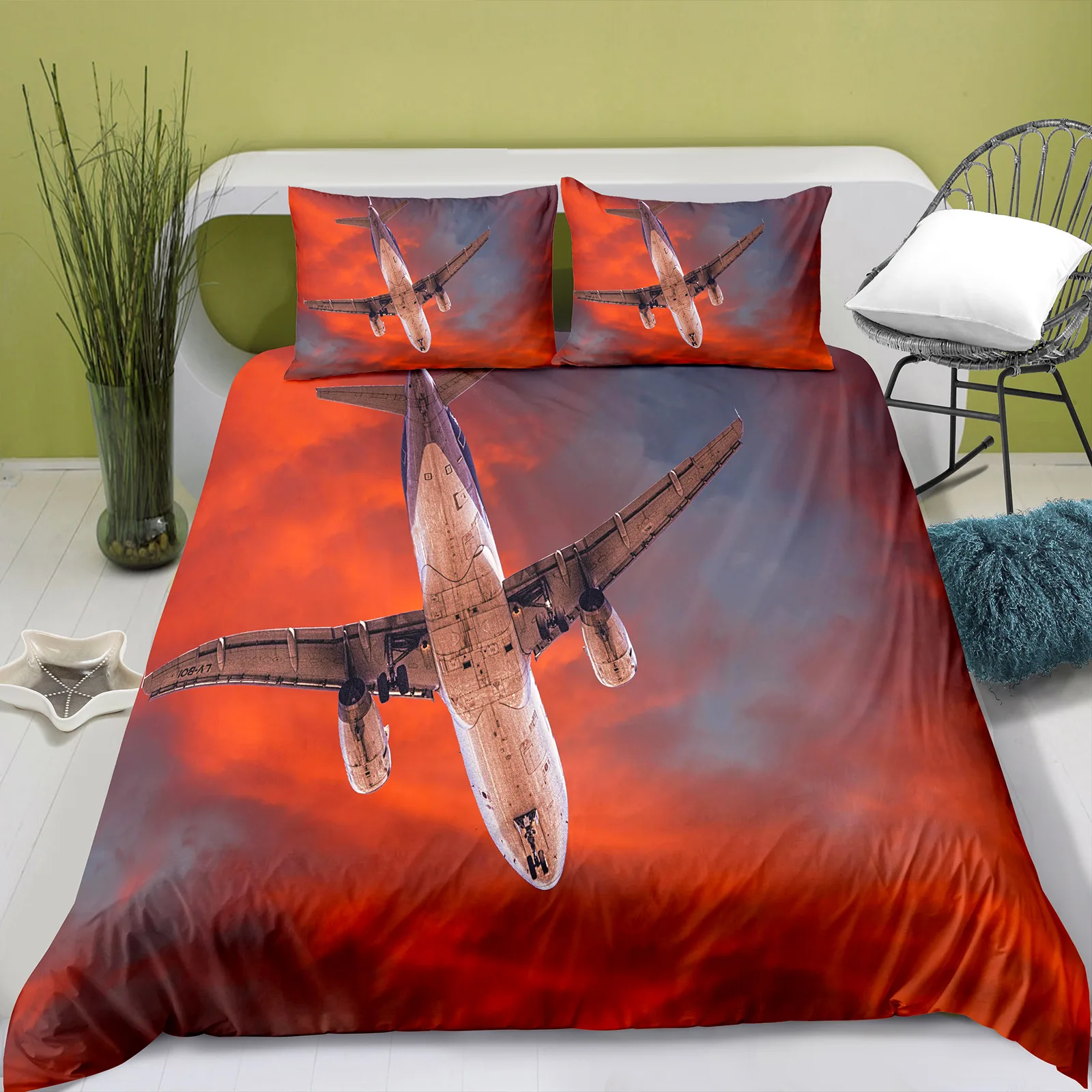 Комплект постельного белья для мальчиков пододеяльник с рисунком самолета