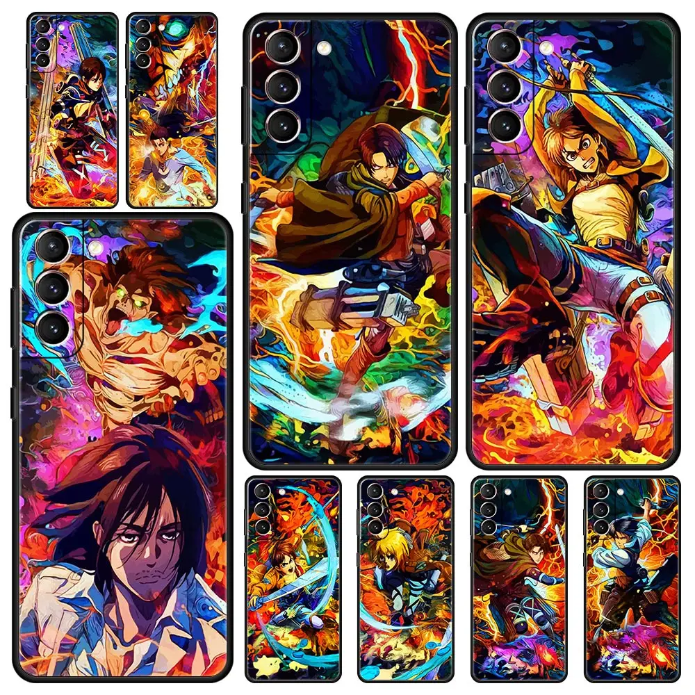 

Anime Attack on titan Phone Case For Samsung Galaxy S23 Ultra S22 S21 S20 FE 5G S10 S10E S9 S8 Plus Note 20 Black Silicone Cover