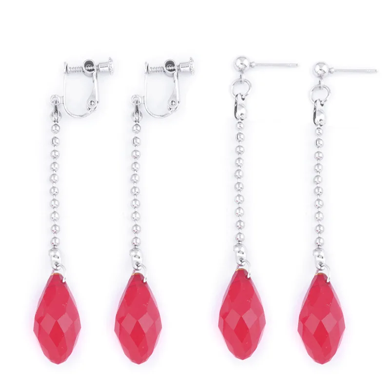 

Japanese Anime Hunter Hunter Earriings Accessories Kurapika Red Crystal Earring Clip for Men Women Cosplay Jewelry Wholesale