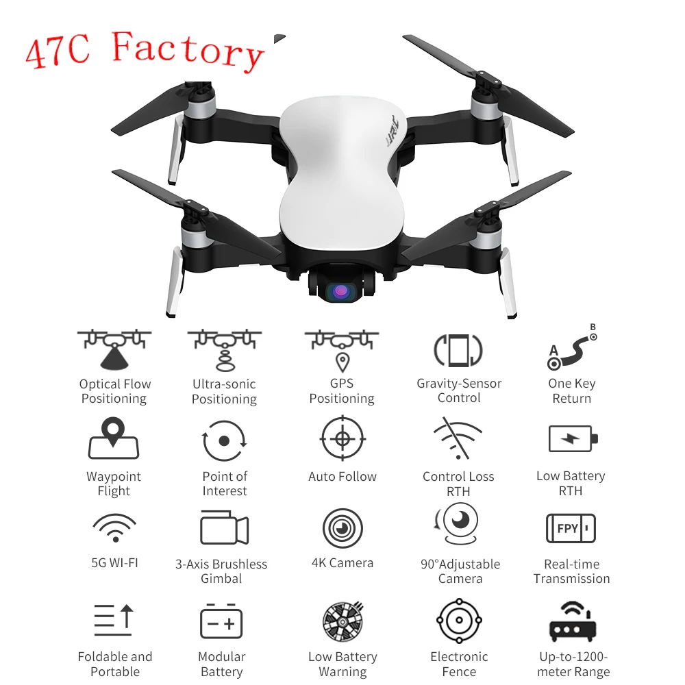 

Professional New Model JJRC X12 Quadcopter Drone With 5G 1080P Camera HD Optical Flow Stabilizing Gimbal
