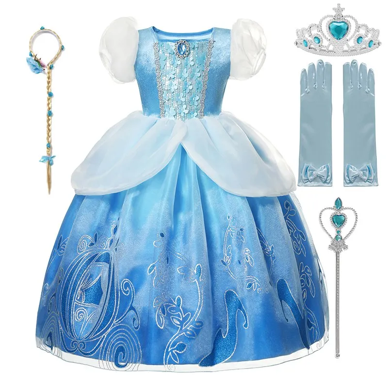 

Halloween Girl Deluxe Princess Kids clothes Children wedding party dress Disney Cinderella Cosplay Costume Girl Dresses