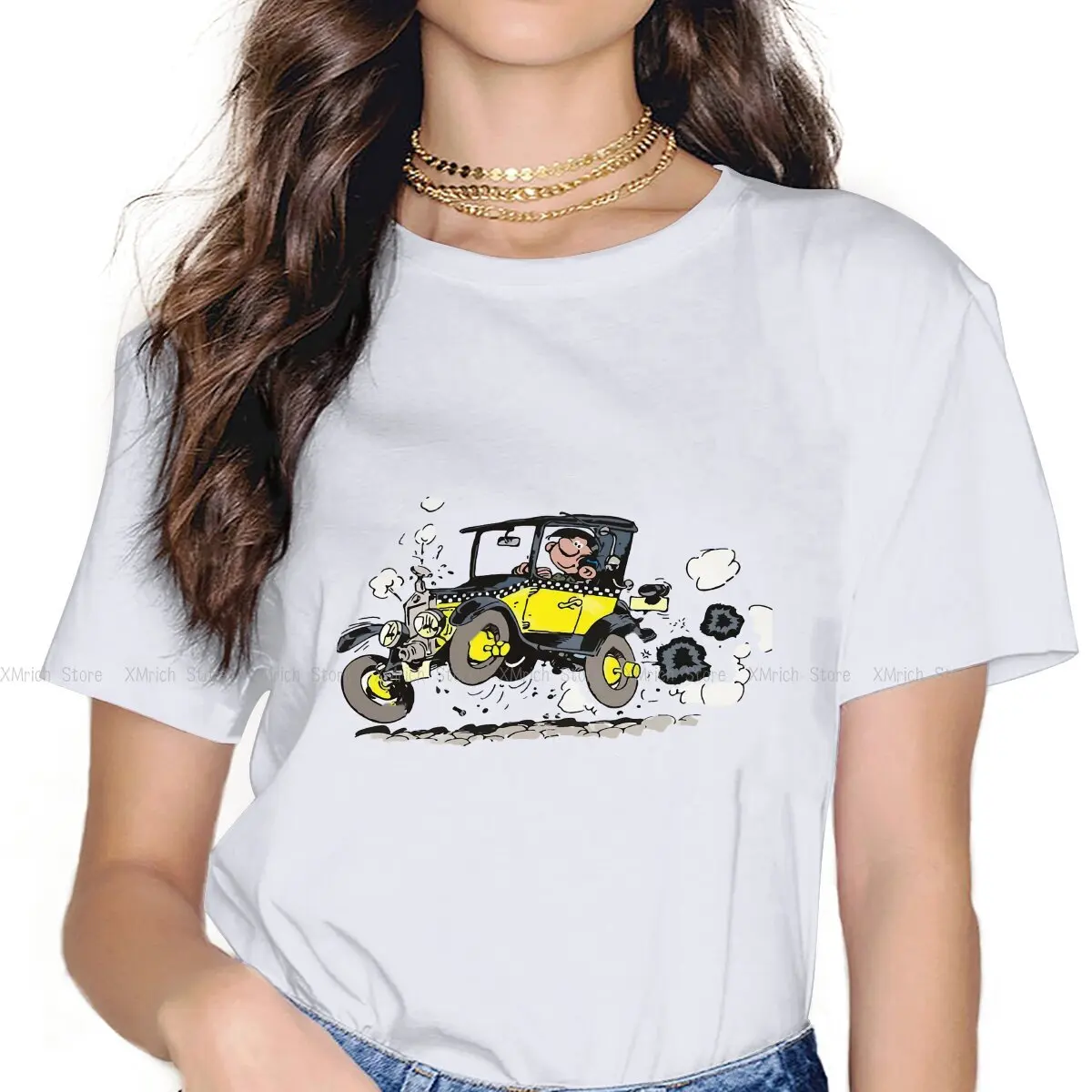 

In Car Female Shirts Gaston Lagaffe Comics Large Vintage Women Clothing Harajuku Casual Feminine Blusas