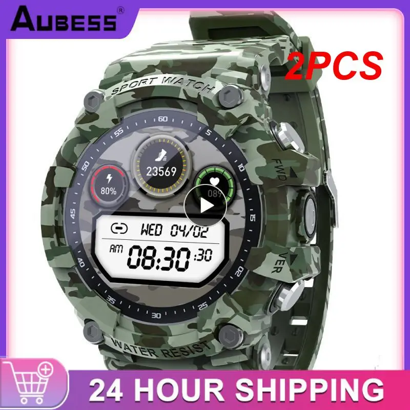 

2PCS 5.1 Watch Sleeping Monitor Stainless Steel Fitness Tracker Heart Rate Blood Pressure Monitoring Multifunctional