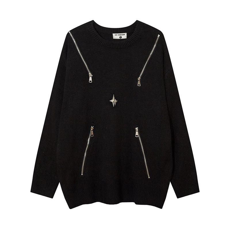 

Мужской свитер на молнии с круглым вырезом, свободного покроя