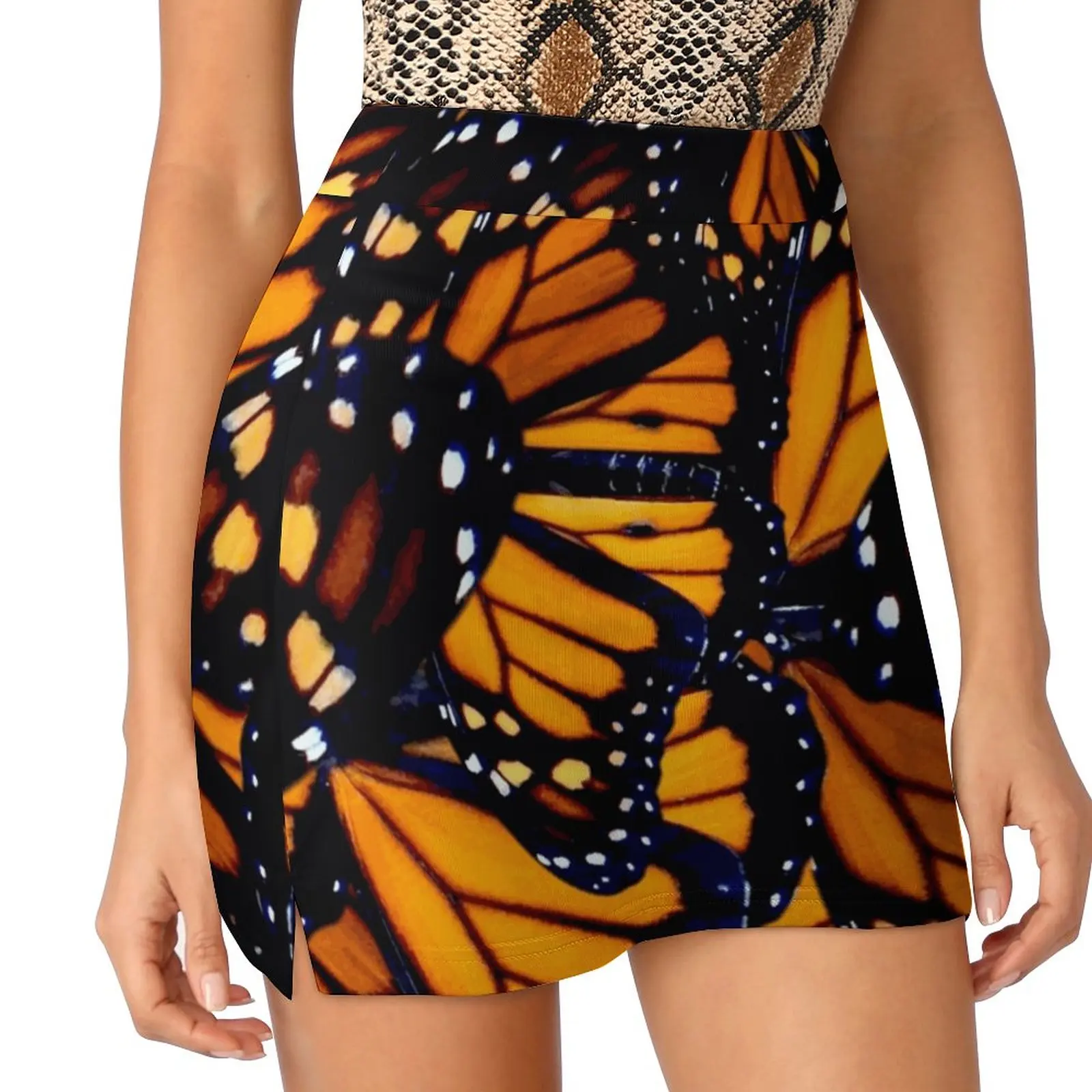 Женская юбка с узором крыла монарха спортивная юбка-юбка карманом модная в